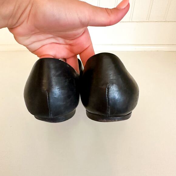 VINCE Nina Leather Almond Toe Slip On D'Orsay Flats Black 9.5 - Picture 3 of 5